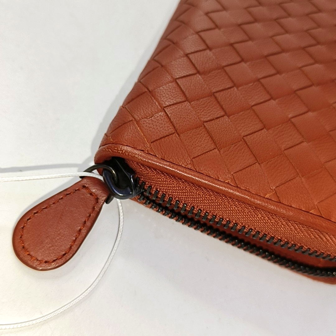 BOTTEGA VENETA Orange Leather Woven Wallet Black hardware-(SKU)-952462031
