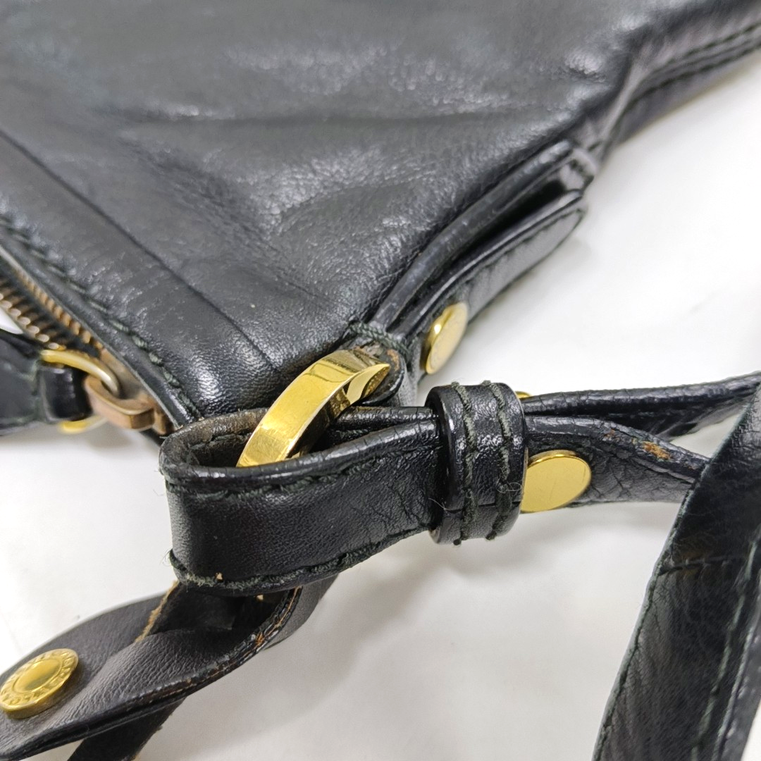 BVLGARI Black Leather Crossbody Bag Single Shoulder Bag Golden hardware Removable shoulder strap-(SKU)-929674210