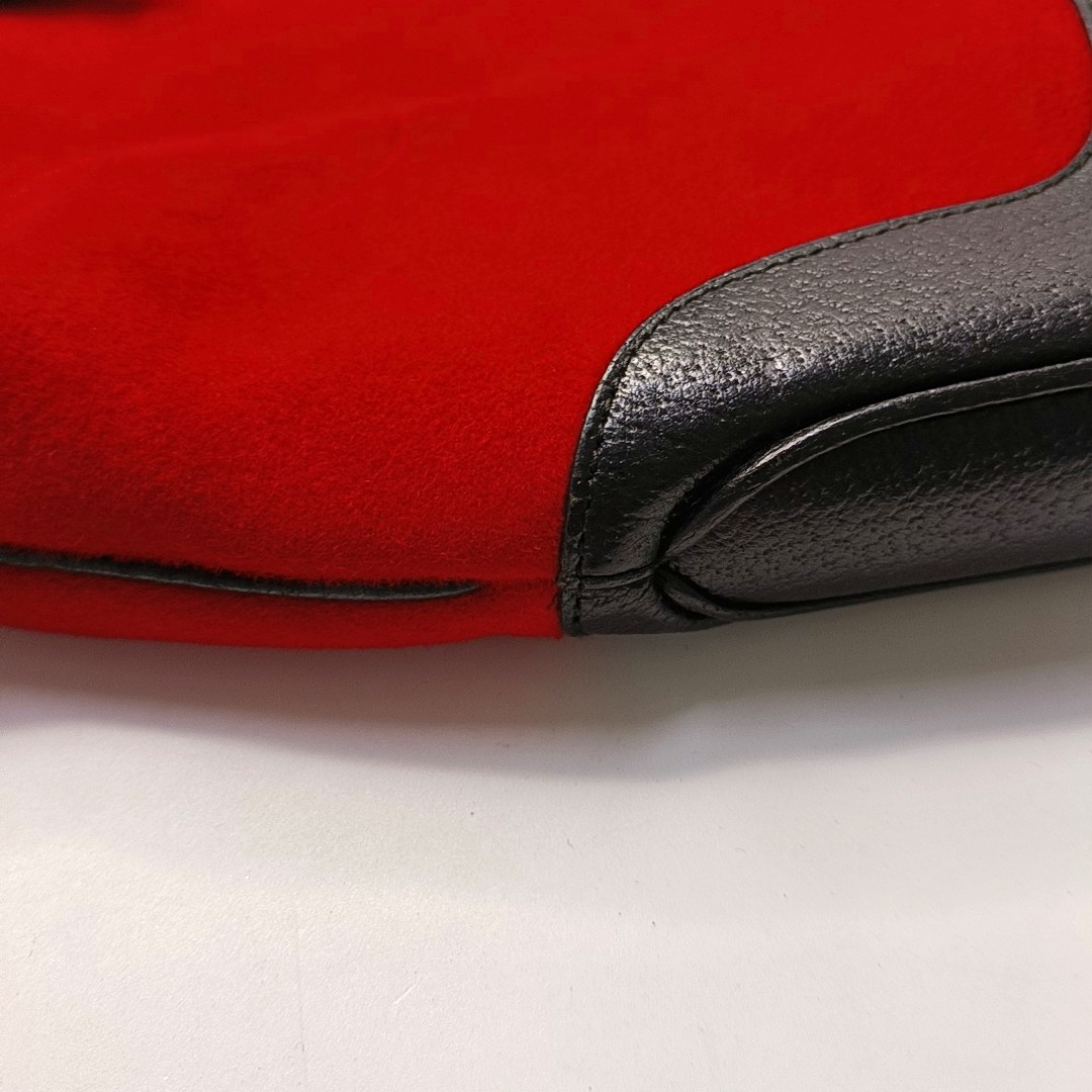 GUCCI Bardot Red suede single shoulder bag Black hardware-(SKU)-947350422