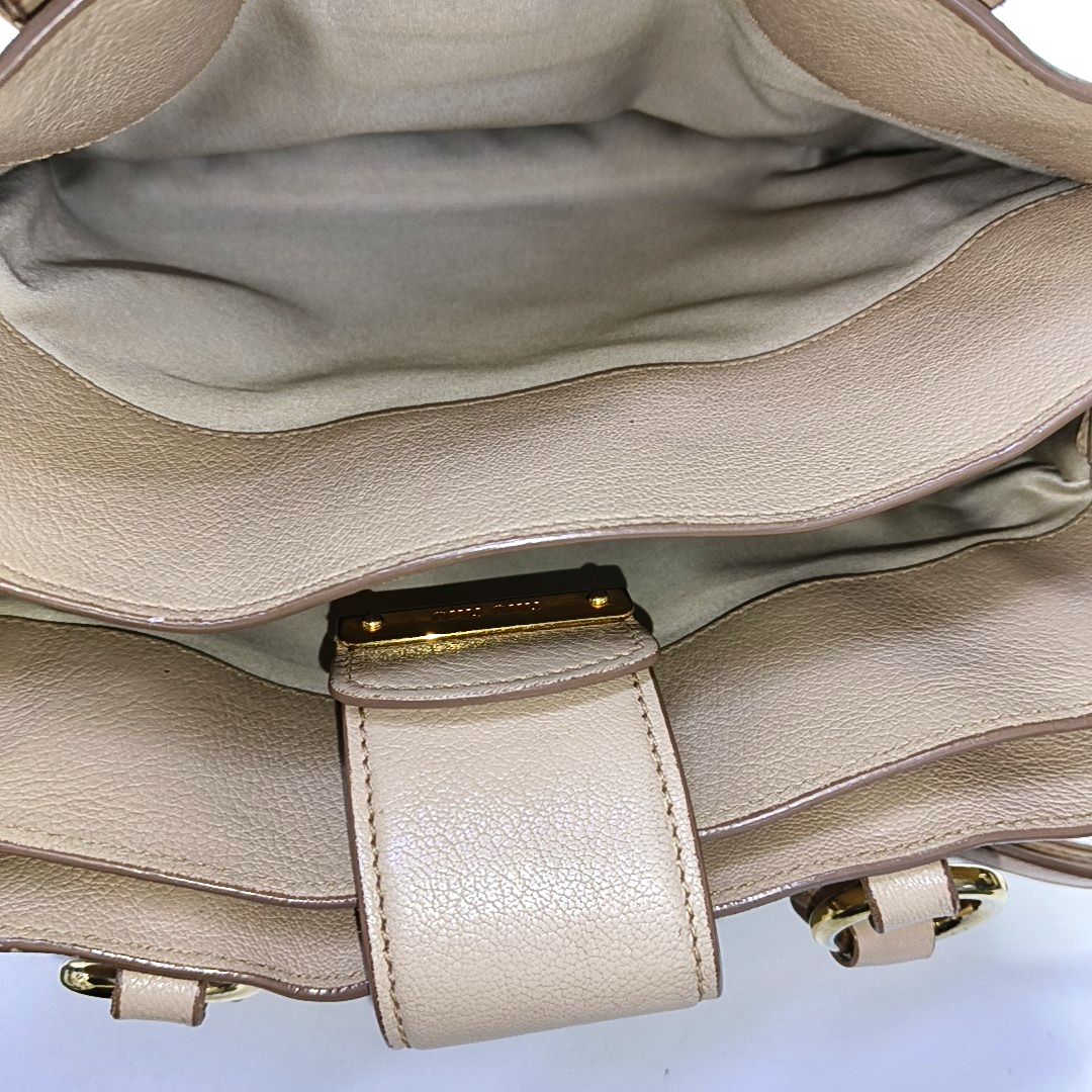 Miu Miu Tote bag Nude Pink Leather Single Shoulder Bag Tote Bag Golden hardware Removable shoulder strap-(SKU)-951760911