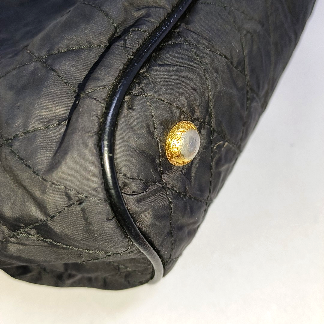 PRADA Gaufre Black Nylon Quilted Handbag Golden hardware-(SKU)-942136893