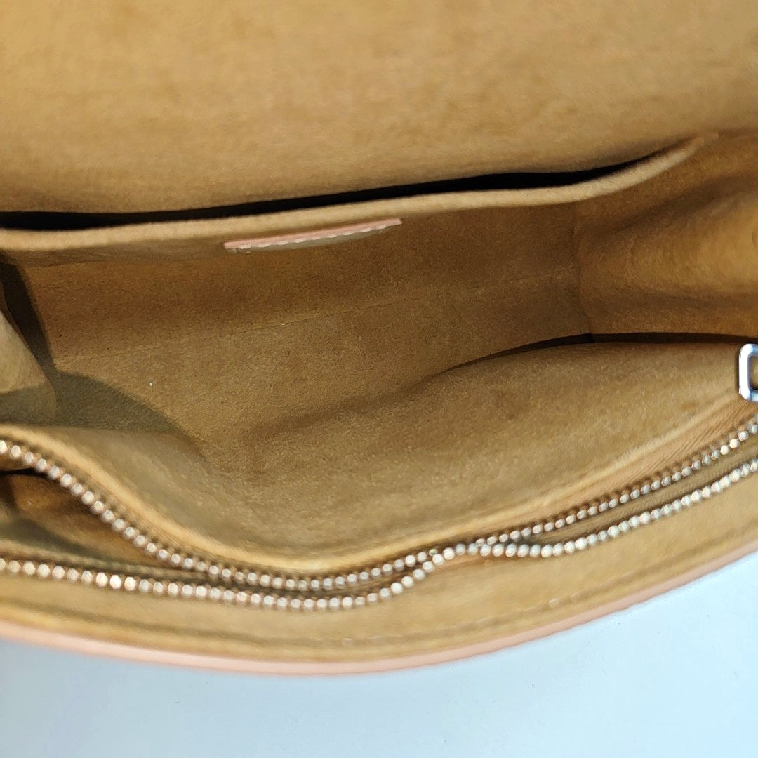 LOUIS VUITTON CLUNY Mini Size Beige EPI Calfskin Water Ripple Pattern Shoulder Bag Tote Bag Crossbody Bag Silver Hardware Removable Strap Included Accessories Complete-(SKU)-969178861