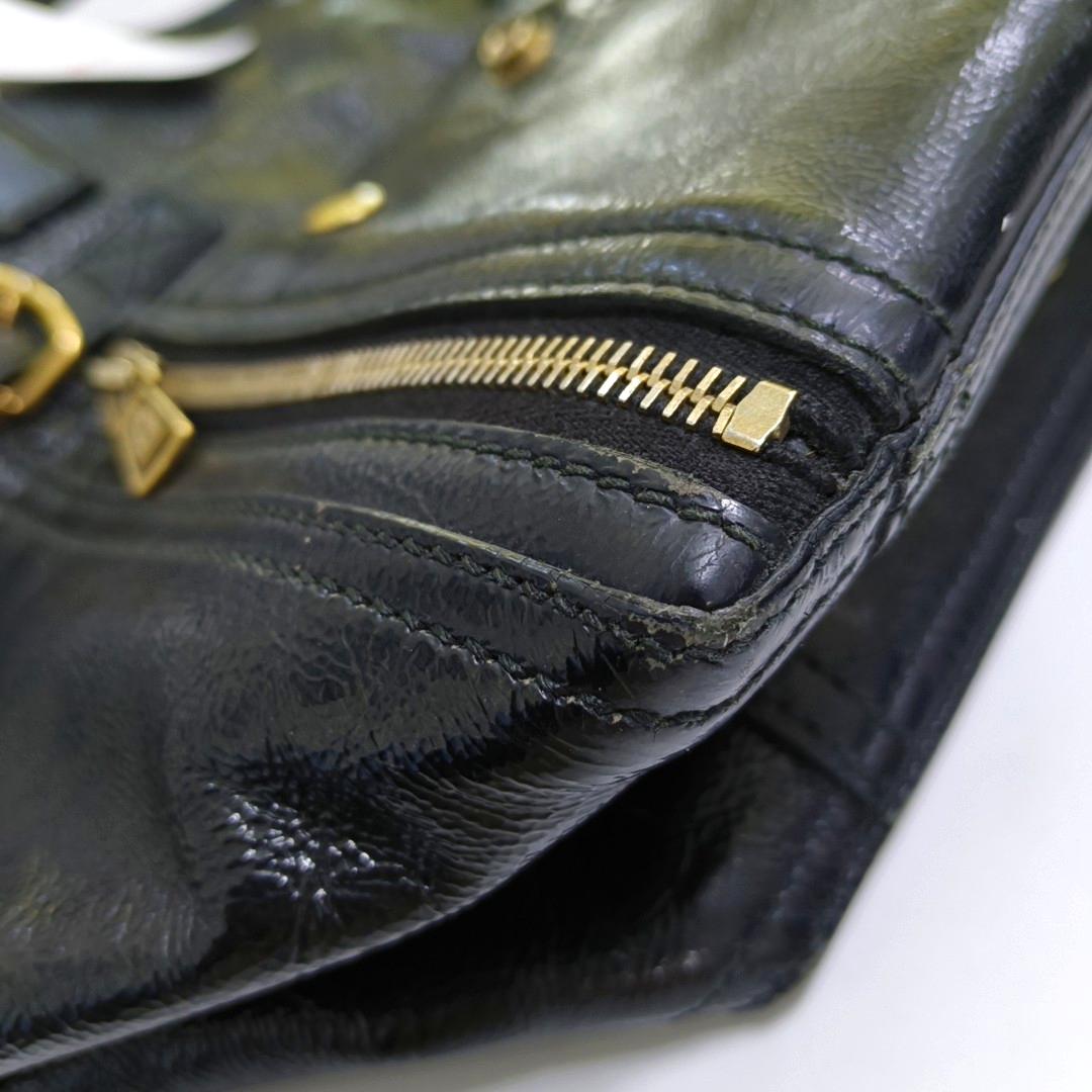 YSL Black Cowhide Studs Tote Handbag Golden hardware-(SKU)-956655184