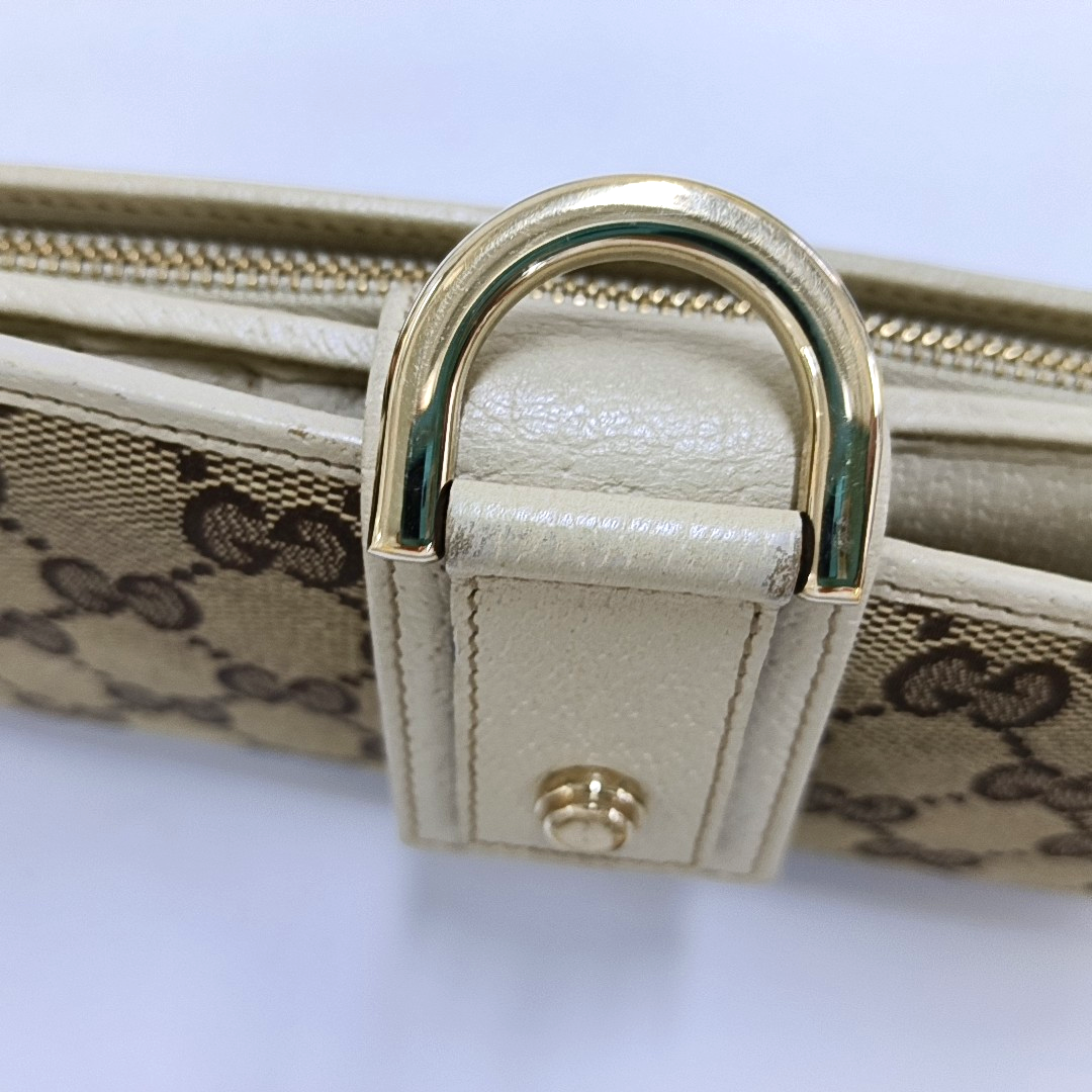 GUCCI Khaki Canvas Monogrammed Wallet Golden hardware-(SKU)-956740009