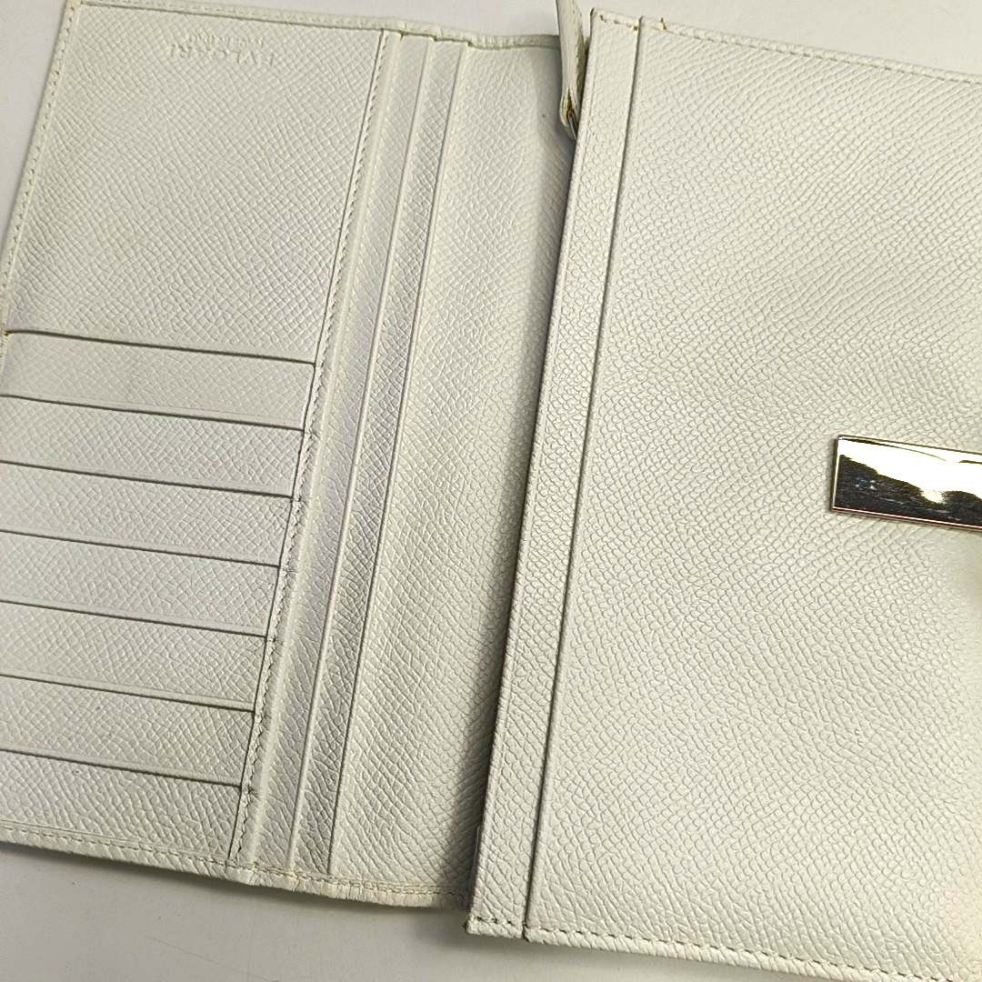 BVLGARI BVLGARI White Cowhide Wallet Silver Hardware-(SKU)-949211170