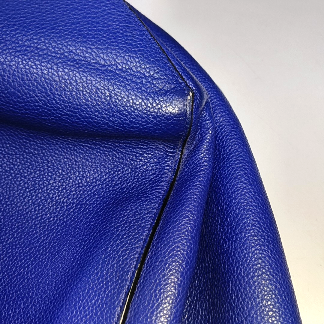 CELINE CABAS PHANTOM Small size Blue cowhide single shoulder bag Golden hardware-(SKU)-939043685