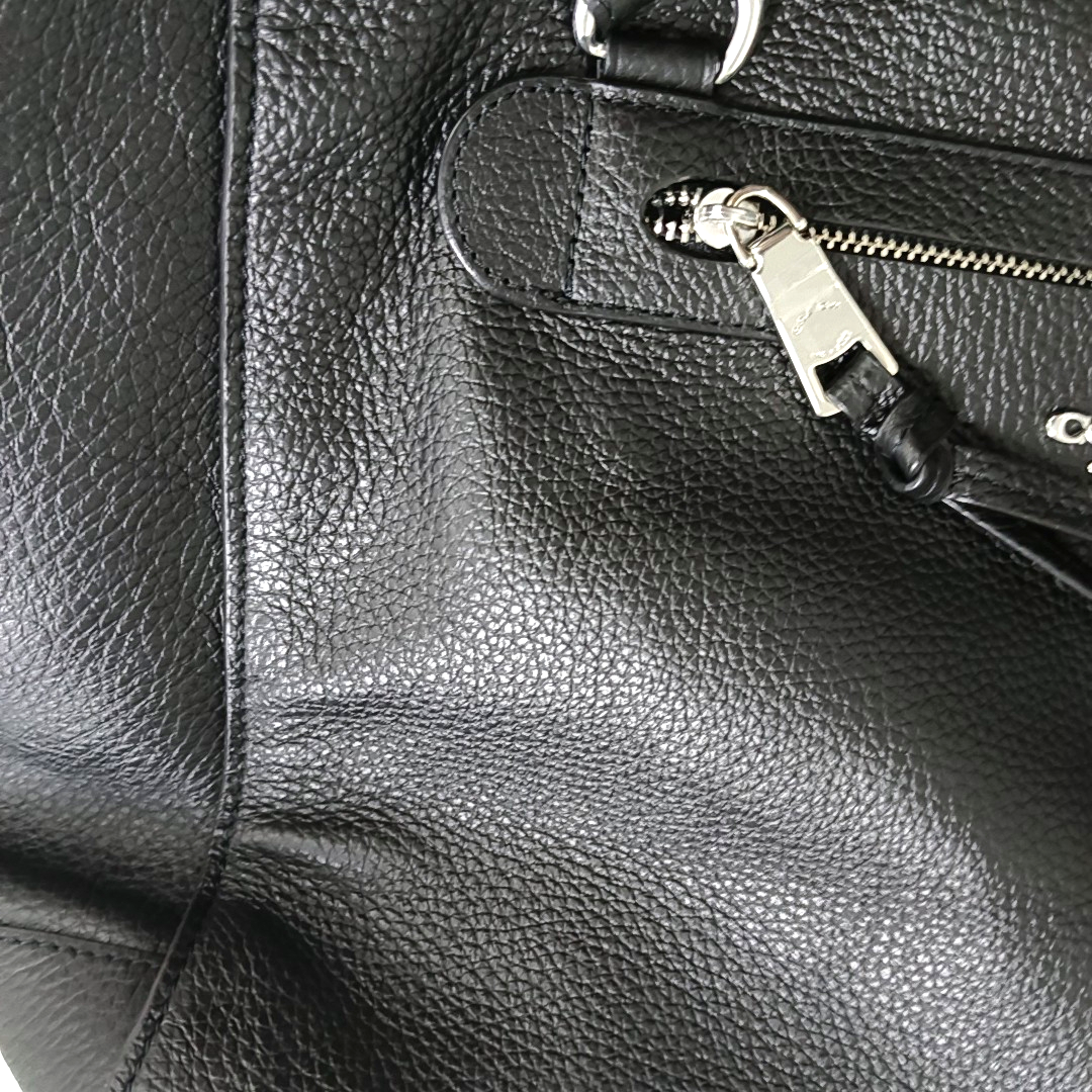 COACH PRAIRIE Black Leather Single Shoulder Bag Handbag Silver Hardware shoulder straps-(SKU)-934854540