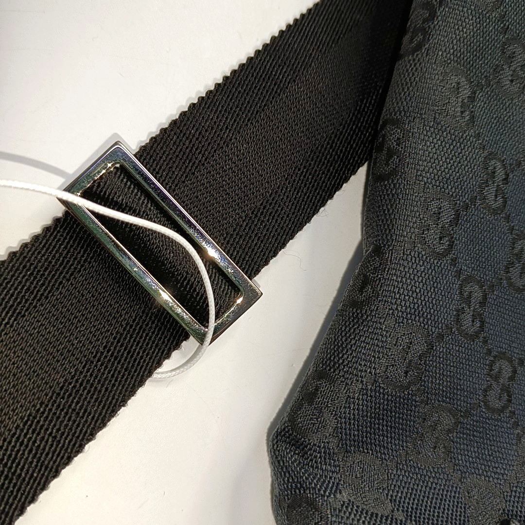 GUCCI Black Canvas Monogrammed Crossbody Shoulder Bag Silver Hardware-(SKU)-956075743