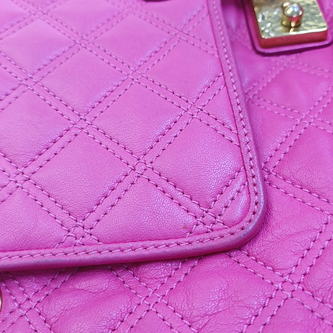 MARC JACOBS Fuchsia Leather Quilted Crossbody Bag Golden hardware-(SKU)-944011217