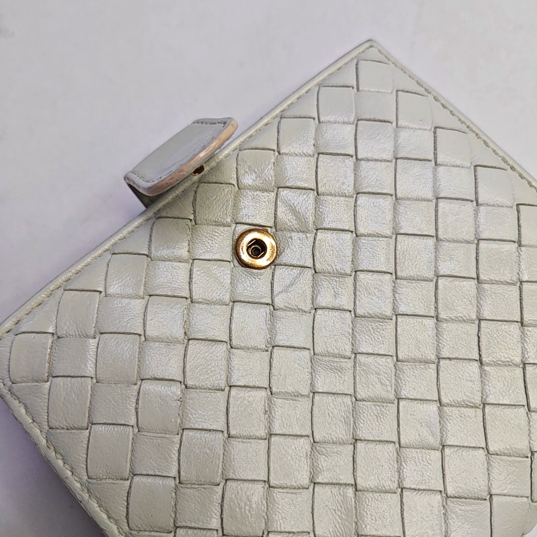 BOTTEGA VENETA White Cowhide Braided Wallet-(SKU)-945082548
