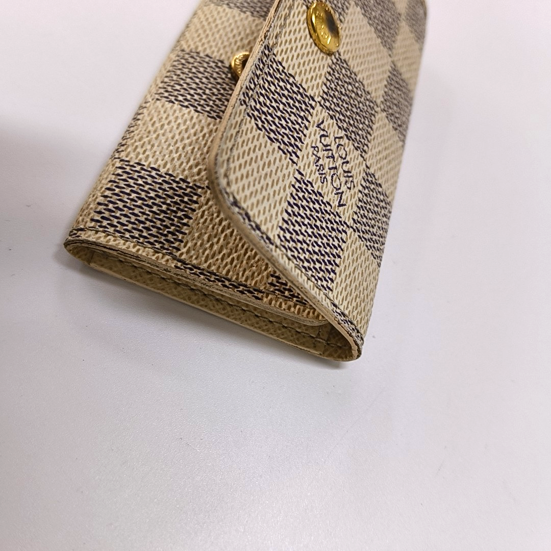 LOUIS VUITTON White Coated Canvas Checkerboard Key Case Golden hardware-(SKU)-955829929