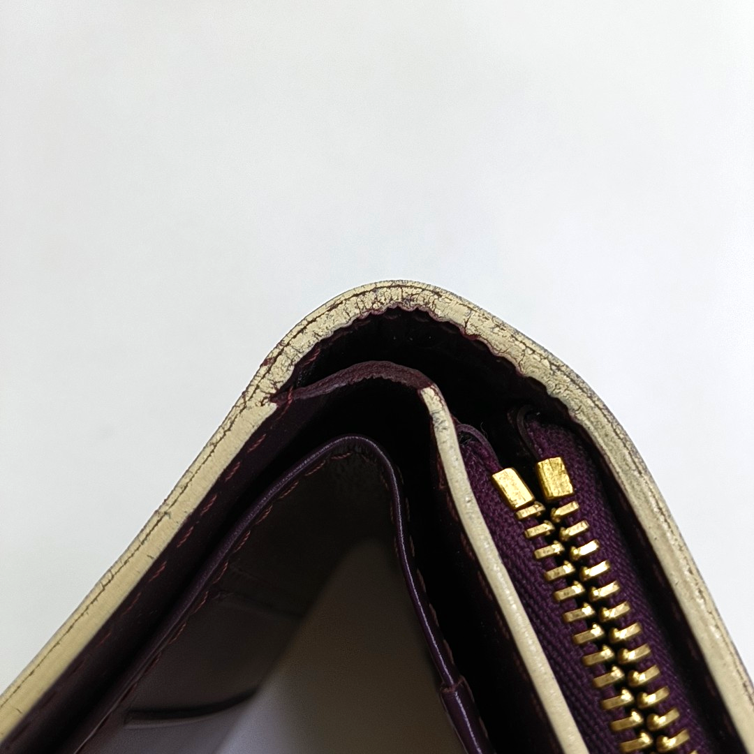 LOUIS VUITTON INTERNATIONAL Burgundy Lamb Leather Wallet Golden hardware-(SKU)-956129295