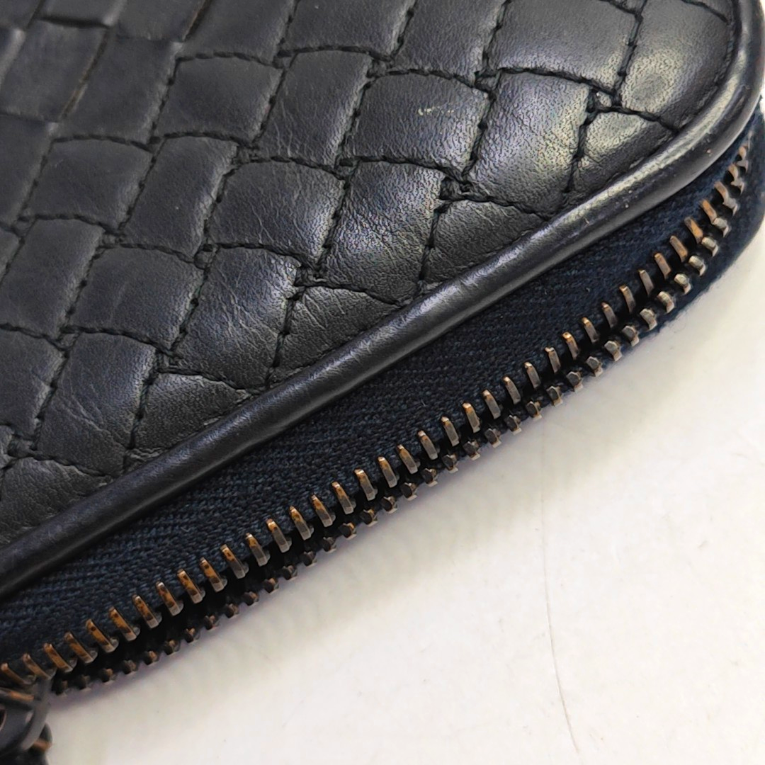 BOTTEGA VENETA Black Cowhide Woven Wallet Black hardware-(SKU)-947169349
