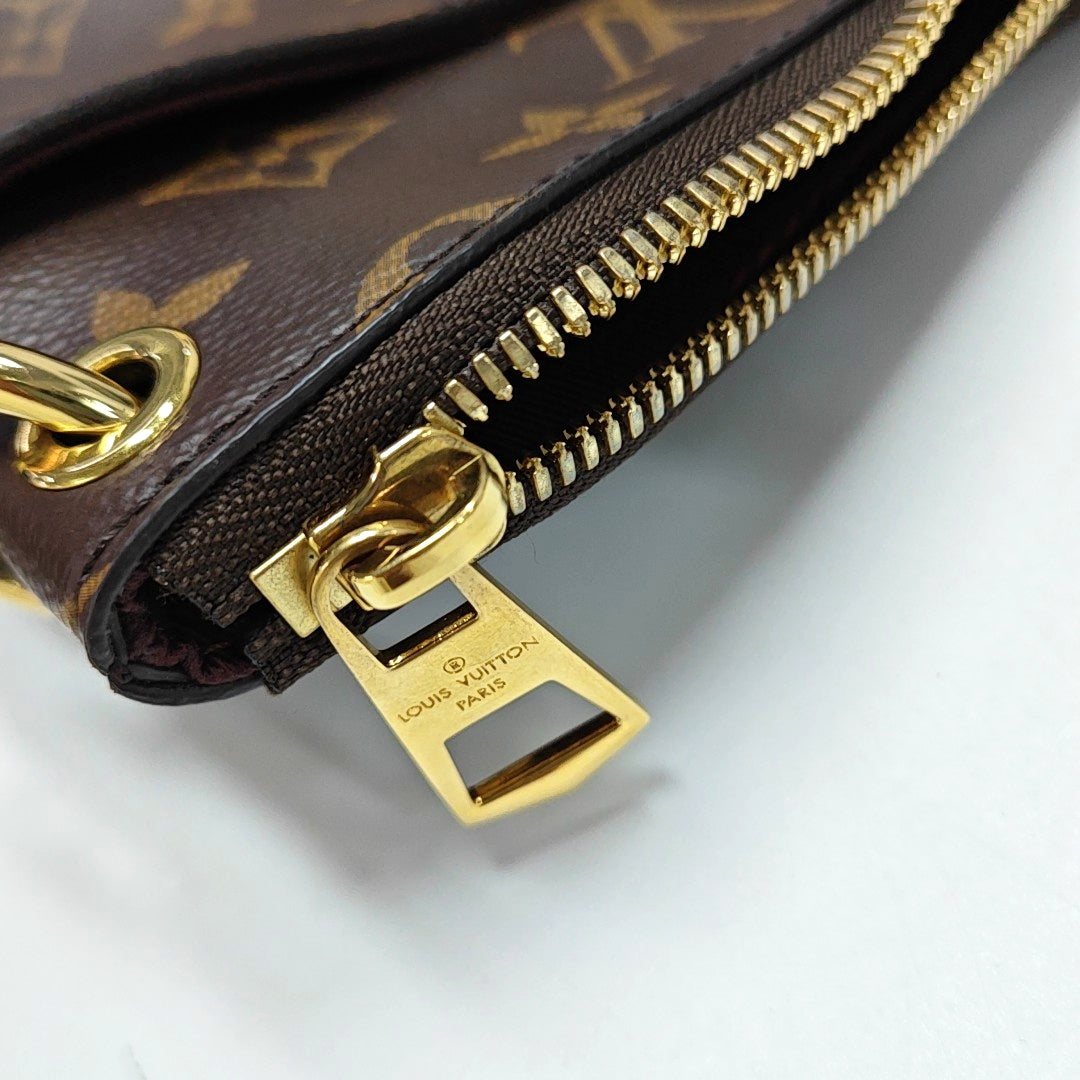 LOUIS VUITTON ODEON Small Size Brown Coated Canvas Monogram Shoulder Bag Crossbody Bag Gold Hardware Removable Strap-(SKU)-971023690