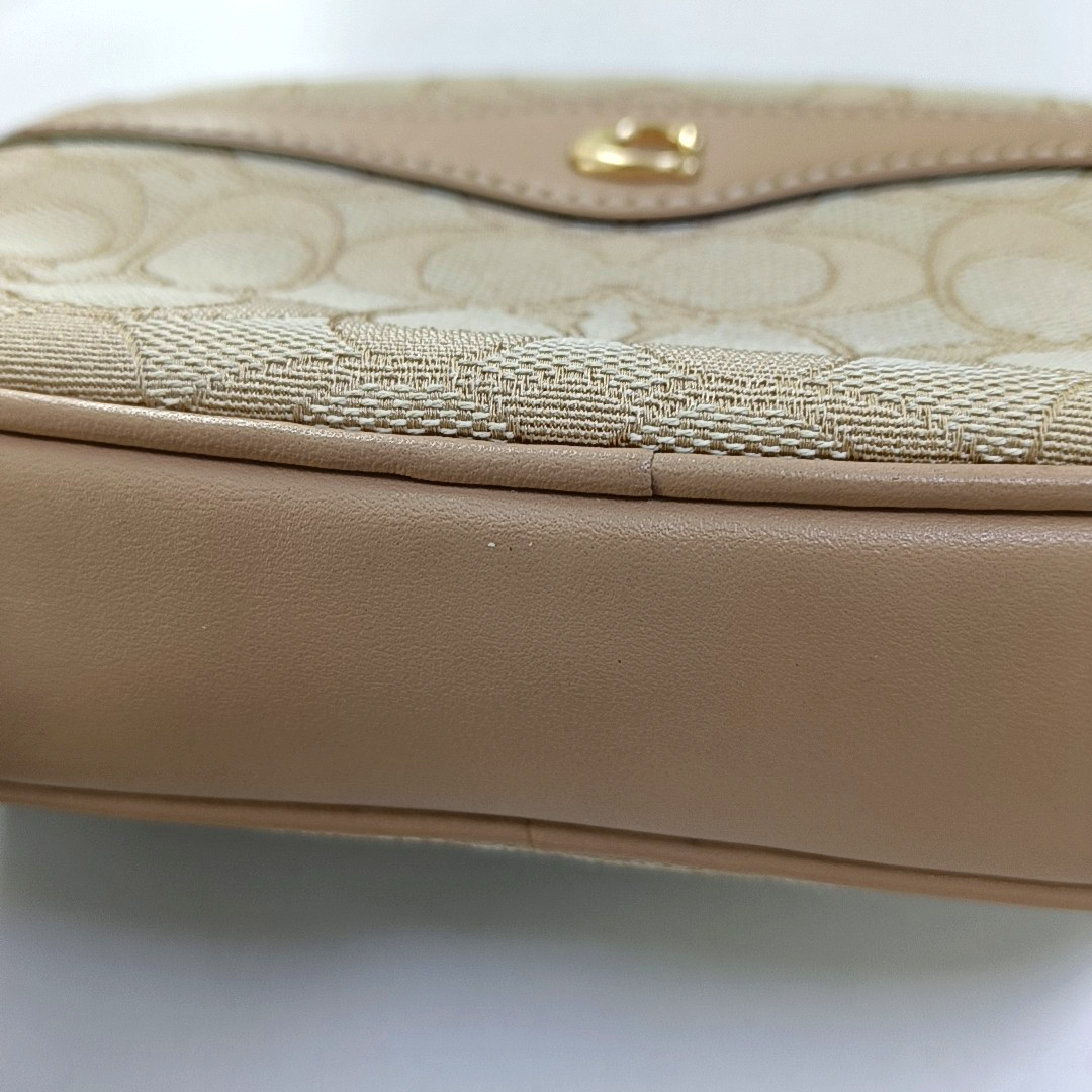 COACH Camera Bag Khaki Canvas Monogram Shoulder Bag Golden hardware Removable shoulder strap-(SKU)-951333226