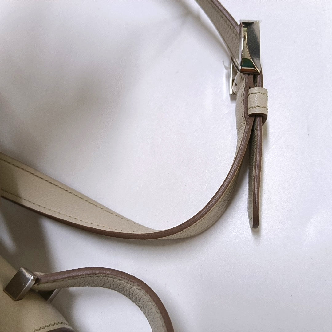 HERMÈS 2002 20 Cement Grey Evercolor Calfskin Crossbody Shoulder Bag with Silver Hardware, C-(SKU)-966838691