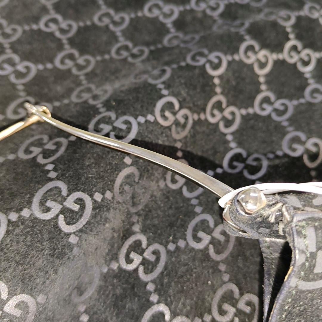 GUCCI Black Suede Single Shoulder Bag Silver Hardware Sub-bag-(SKU)-14221484