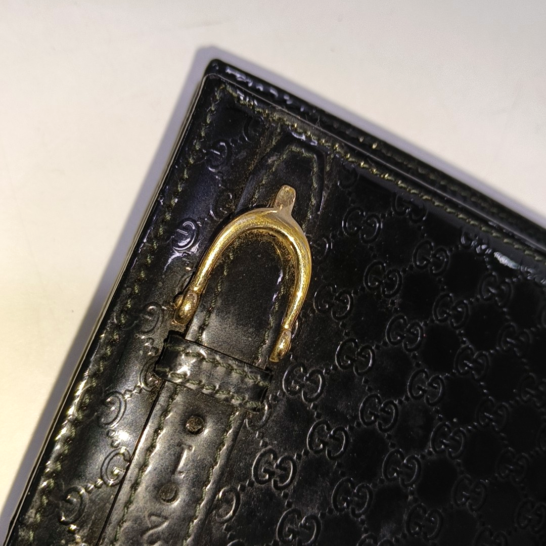 GUCCI Stirrup mini Black Cowhide Monogrammed Embossed Single Shoulder Bag Crossbody Golden hardware Removable shoulder strap-(SKU)-942760828