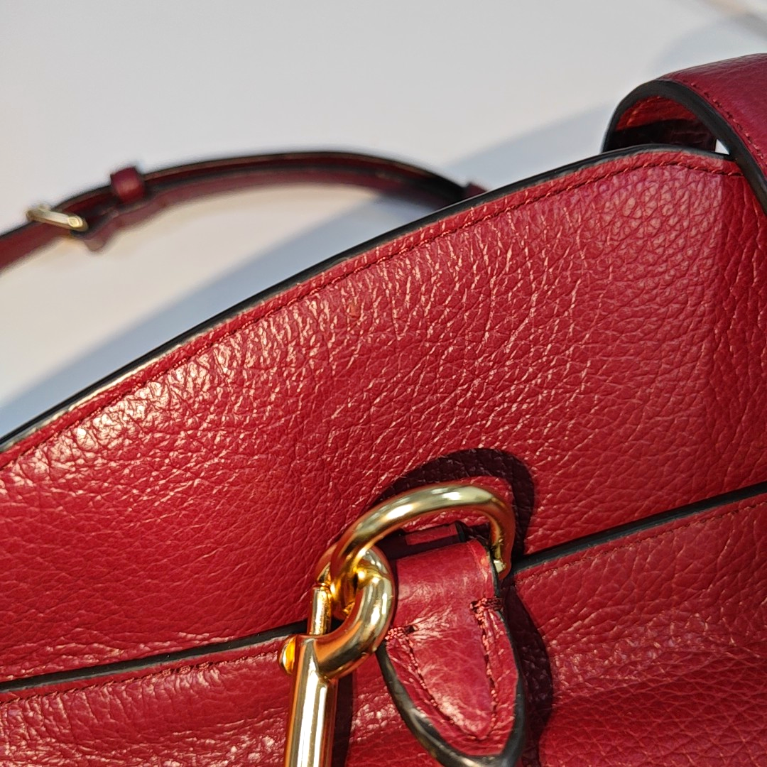 COACH MERCER Burgundy Cowhide Embossed Shoulder Bag Handbag Crossbody Golden hardware Removable shoulder strap-(SKU)-940526450