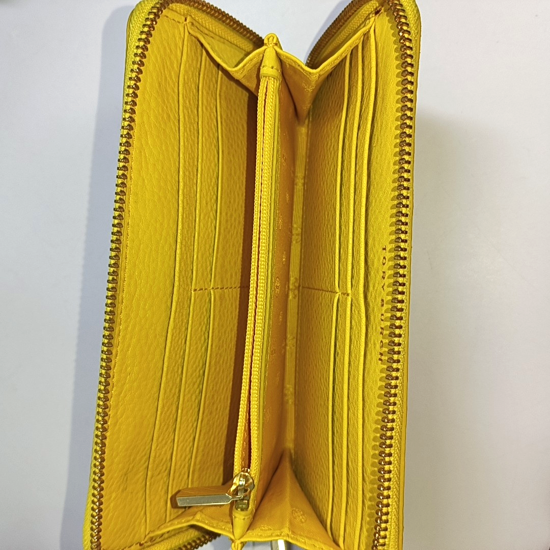 TORY BURCH Walker Yellow Leather Wallet Golden hardware-(SKU)-942221638