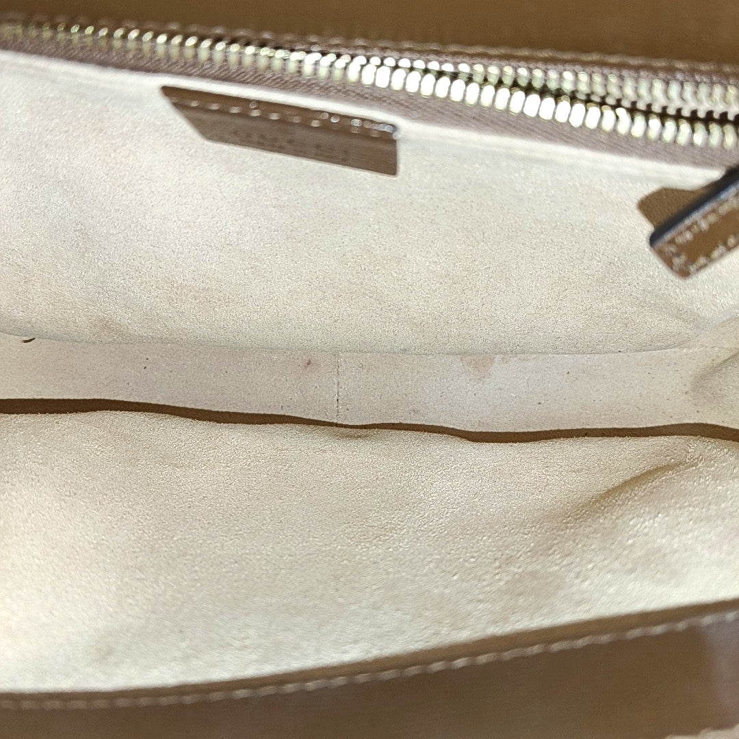 GUCCI Horsebit 1955 Small Beige Coated Canvas Monogram Saddle Bag with Gold Hardware, Complete Accessories-(SKU)-966125952