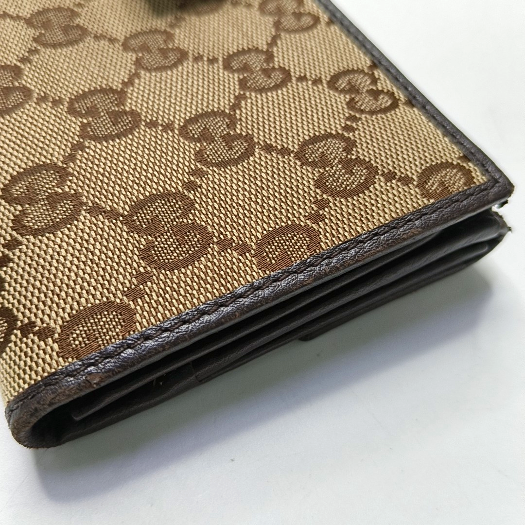 GUCCI Khaki Canvas Monogrammed Wallet Golden hardware-(SKU)-953543640