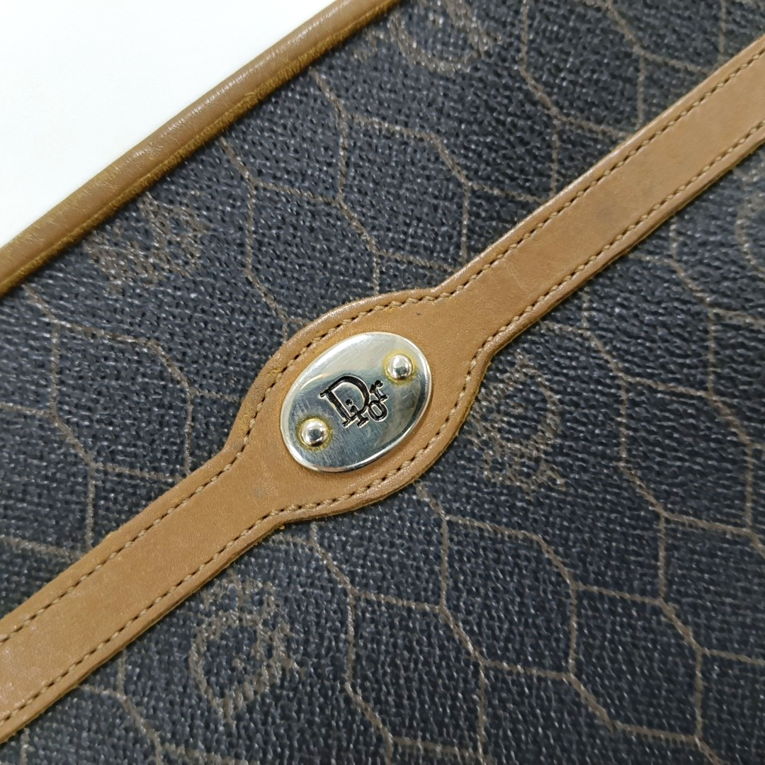 DIOR Black Coated Canvas Printed Handbag Golden hardware-(SKU)-957963351