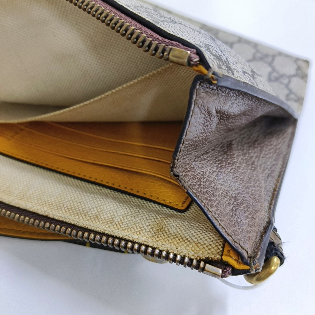 GUCCI Neo Vintage Khaki Coated Canvas Monogram Tiger Head Bag Clutch Golden hardware-(SKU)-946504003