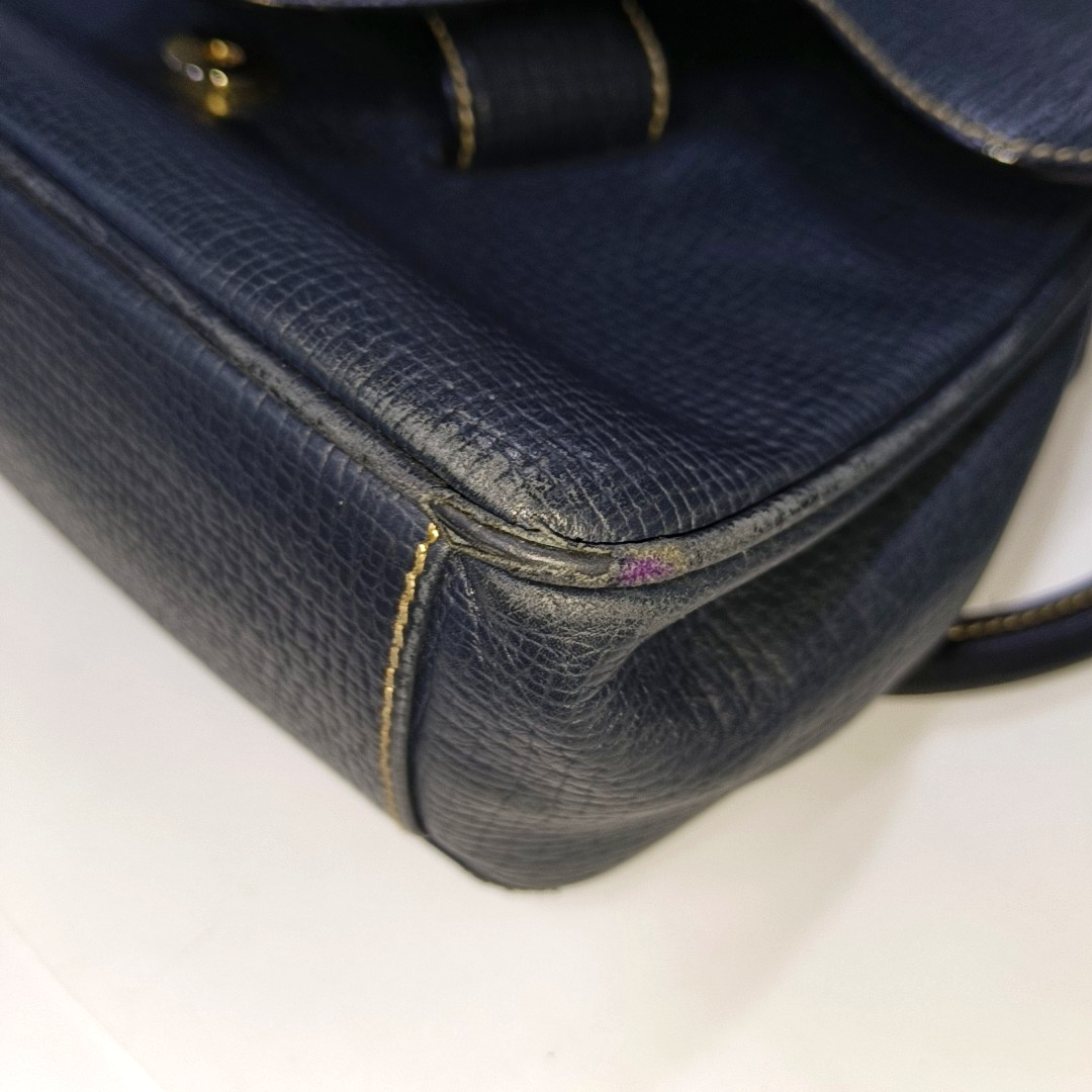 LOEWE Barcelona Dark Blue Cowhide Single Shoulder Bag Crossbody Bag Golden hardware-(SKU)-932491494
