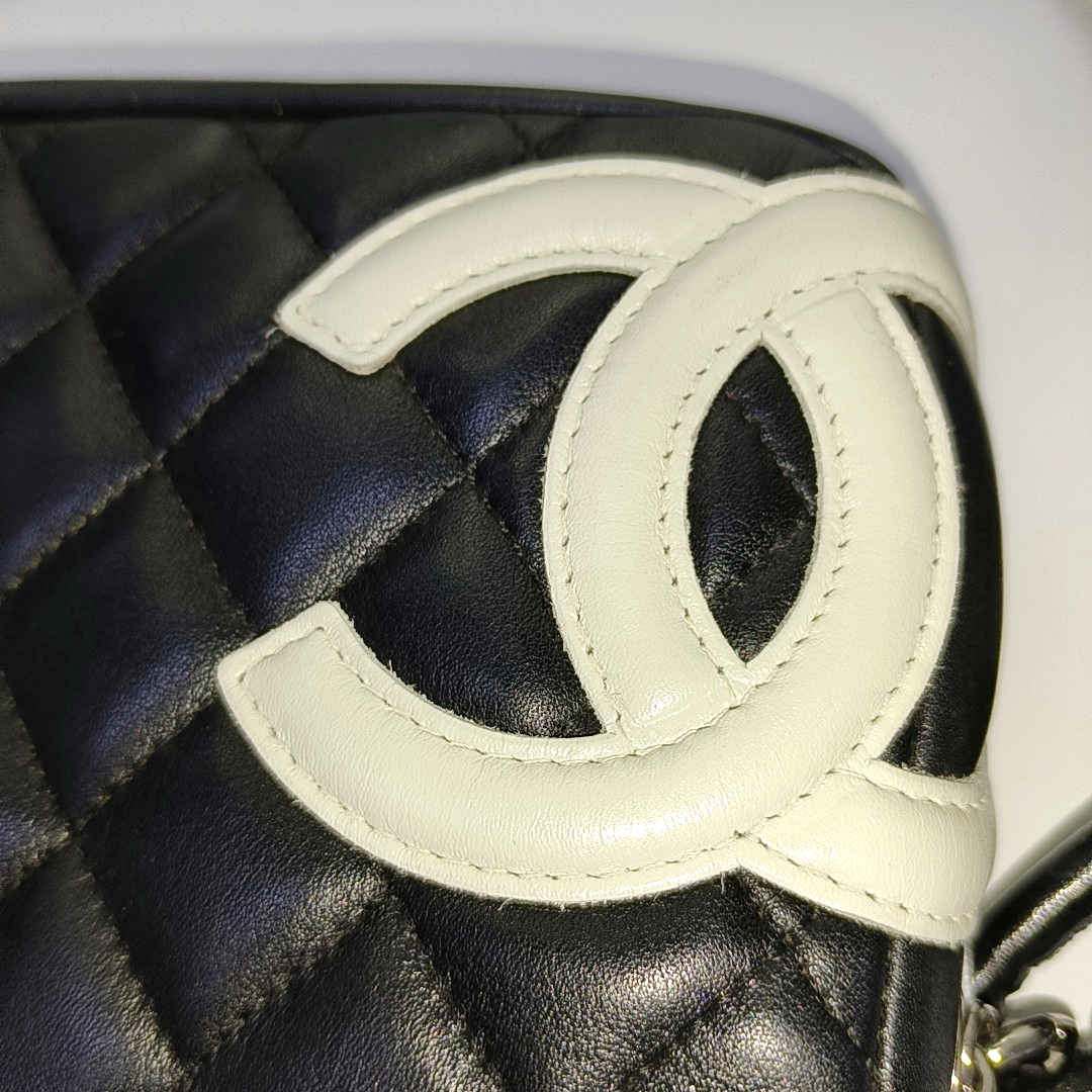 CHANEL CAMBON Small Black Calfskin Quilted Handbag Single Shoulder Bag Handbag Silver Hardware 10 Clasp-(SKU)-963757249