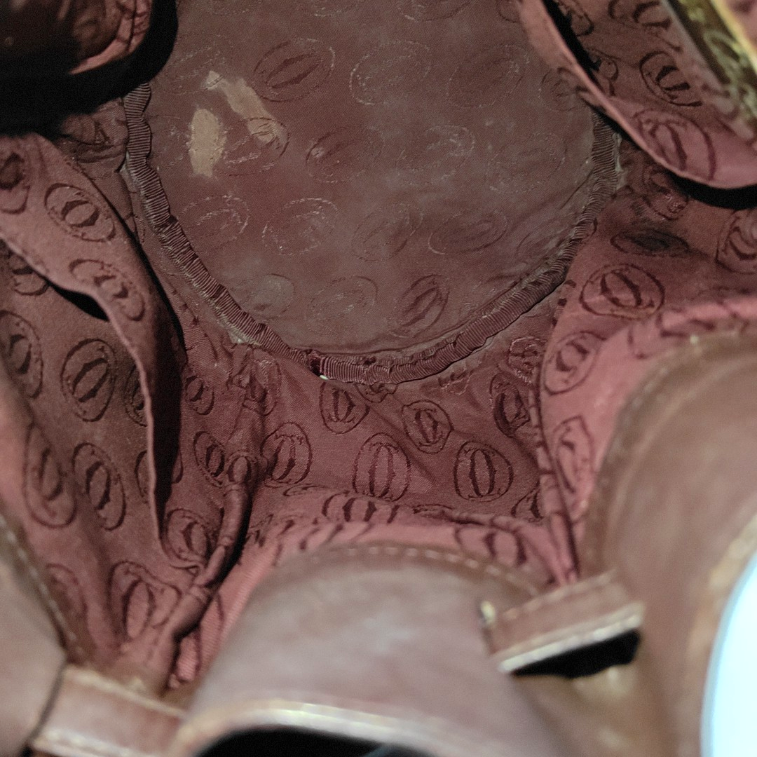 Cartier Bucket bag Burgundy Cowhide Single Shoulder Bag Crossbody Bag Golden hardware-(SKU)-935400465
