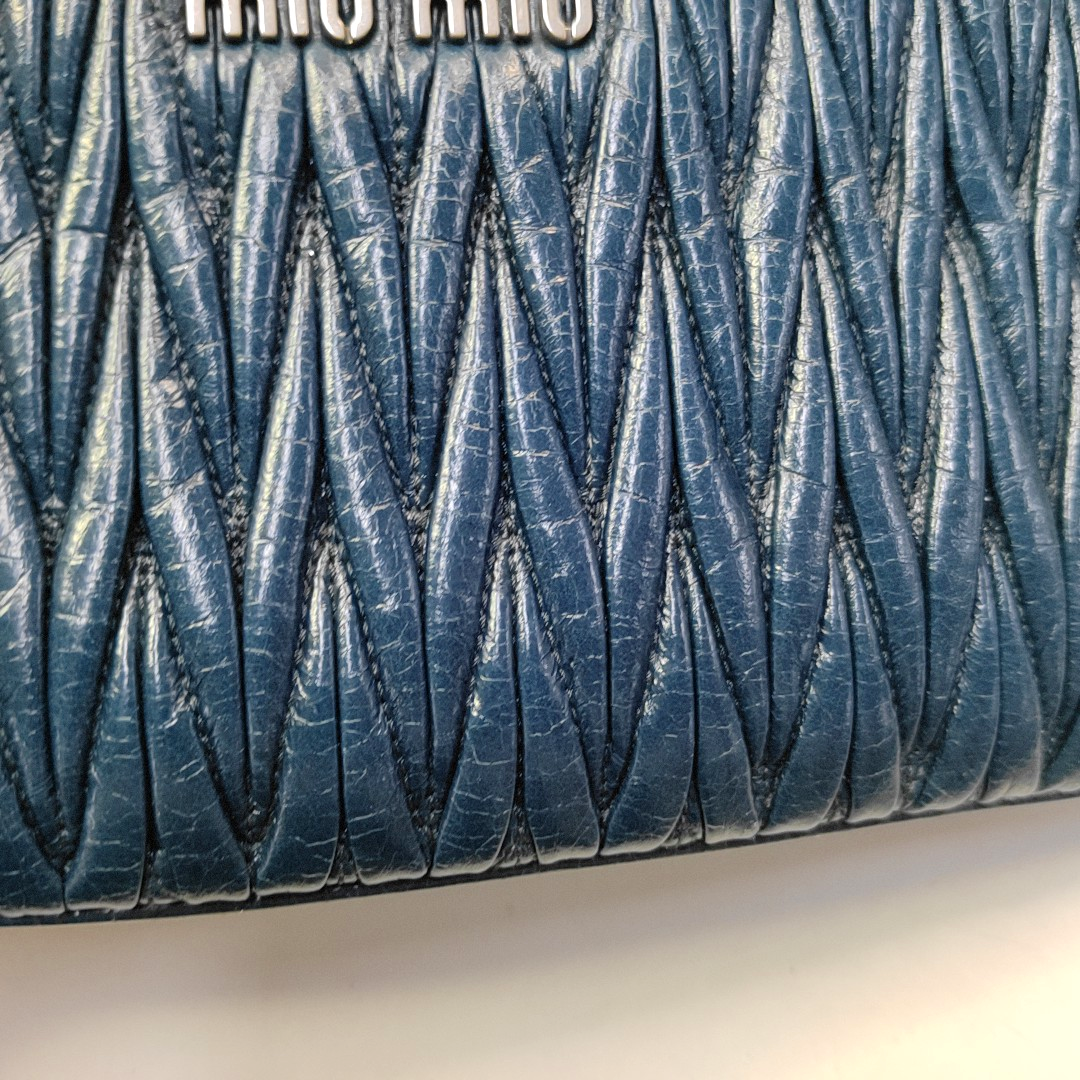 Miu Miu Dark Blue Cowhide Quilted Single Shoulder Bag Crossbody Bag Silver Hardware Removable shoulder strap-(SKU)-945298168