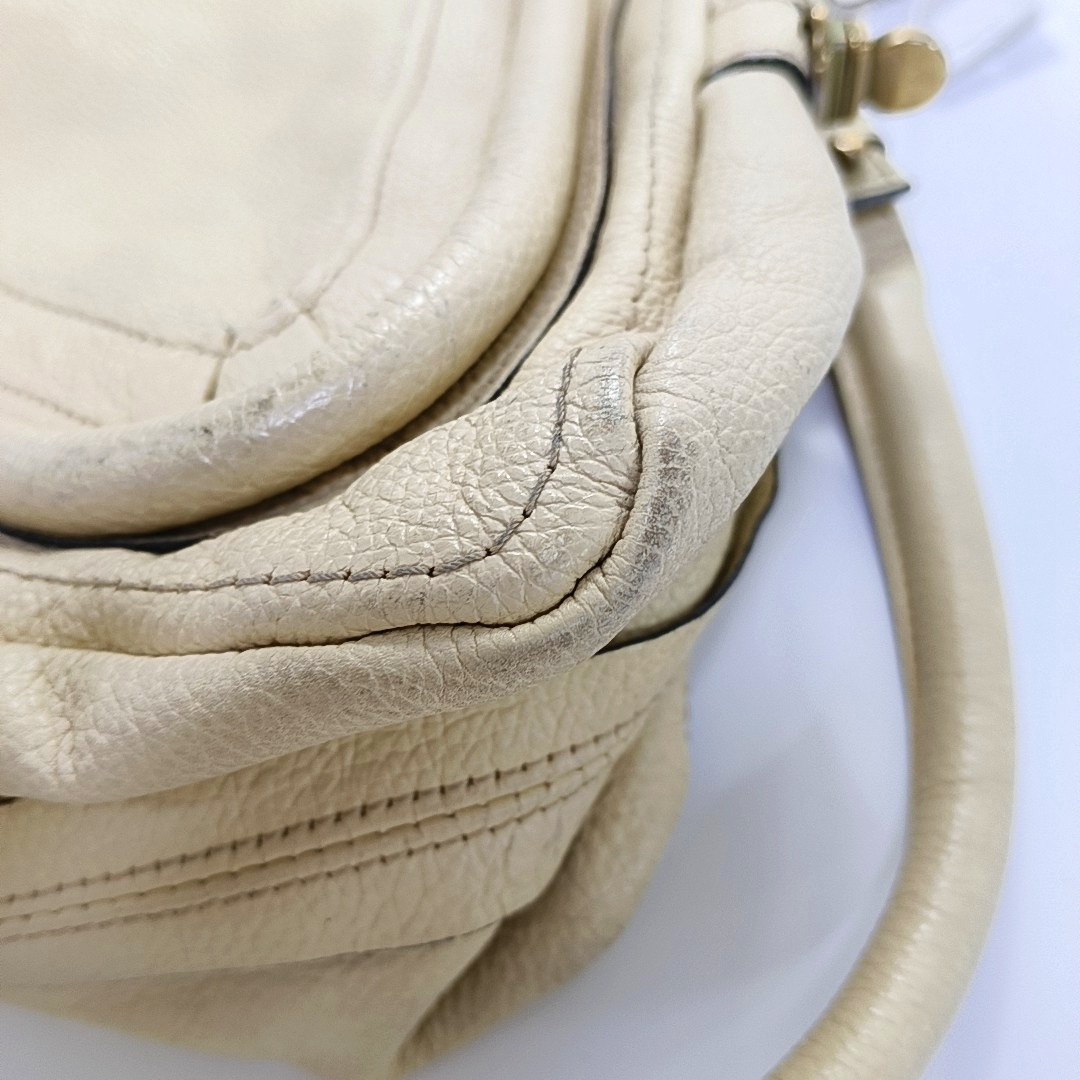 Chloé Paraty Medium size Beige Leather Single Shoulder Bag Golden hardware Removable shoulder strap-(SKU)-960652905