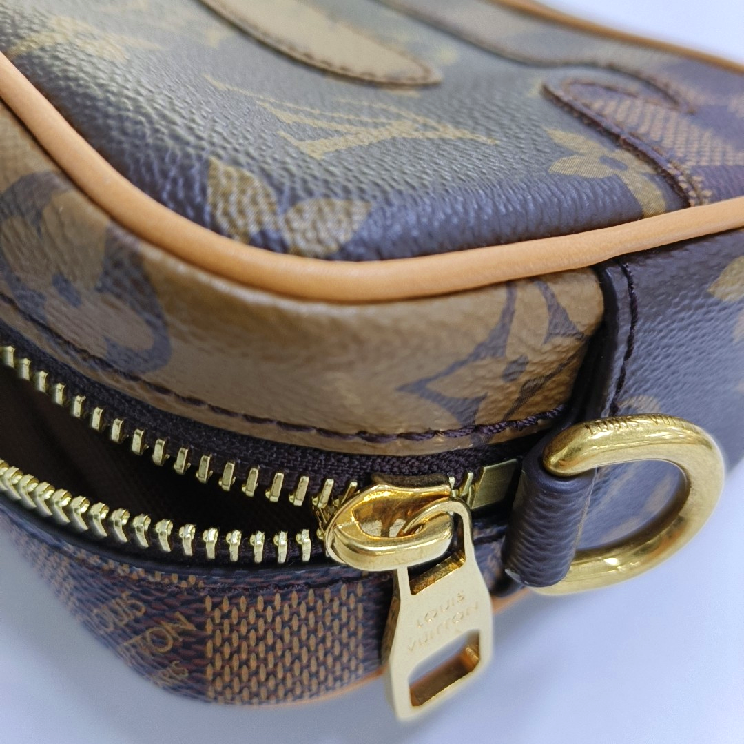 LOUIS VUITTON MARLY DRAGONNE Dark Brown Coated Canvas Monogram Chessboard Crossbody Bag, Gold Hardware, Detachable Shoulder Strap, Accessories Included-(SKU)-964636872