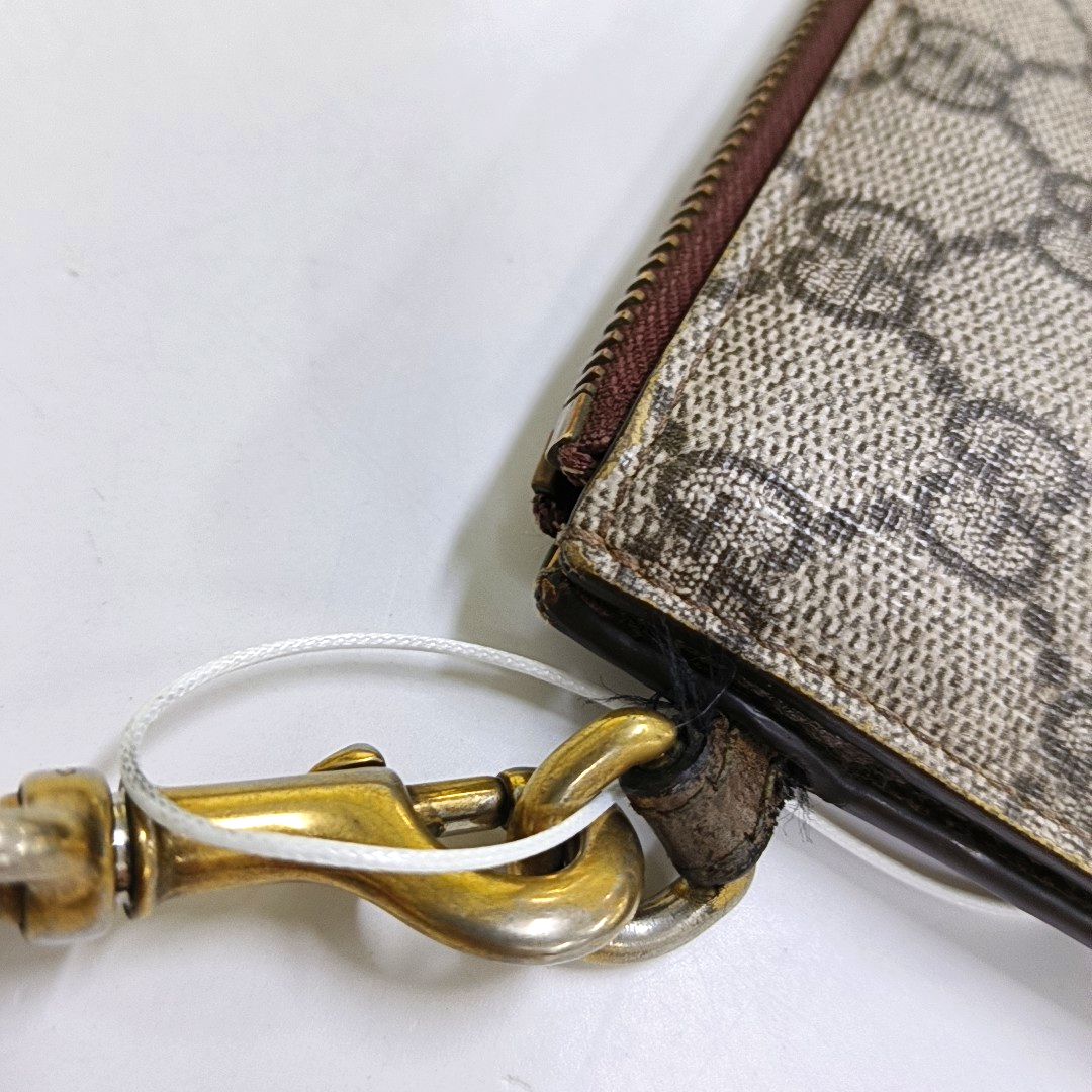 GUCCI Neo Vintage Khaki Coated Canvas Monogram Tiger Head Bag Clutch Golden hardware-(SKU)-946504003