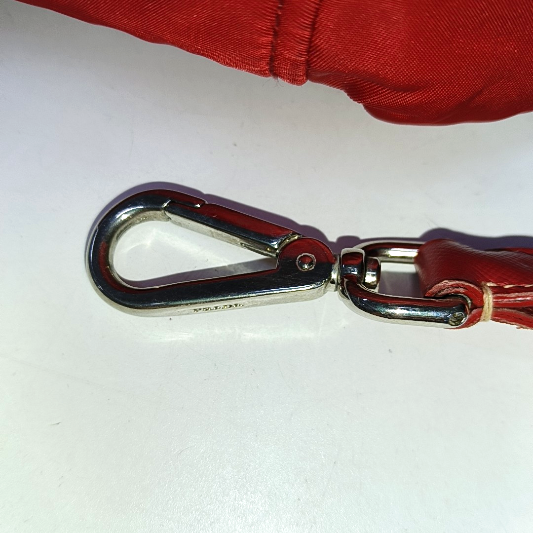 PRADA Red Nylon Single Shoulder Bag Silver Hardware Removable shoulder strap-(SKU)-939884646