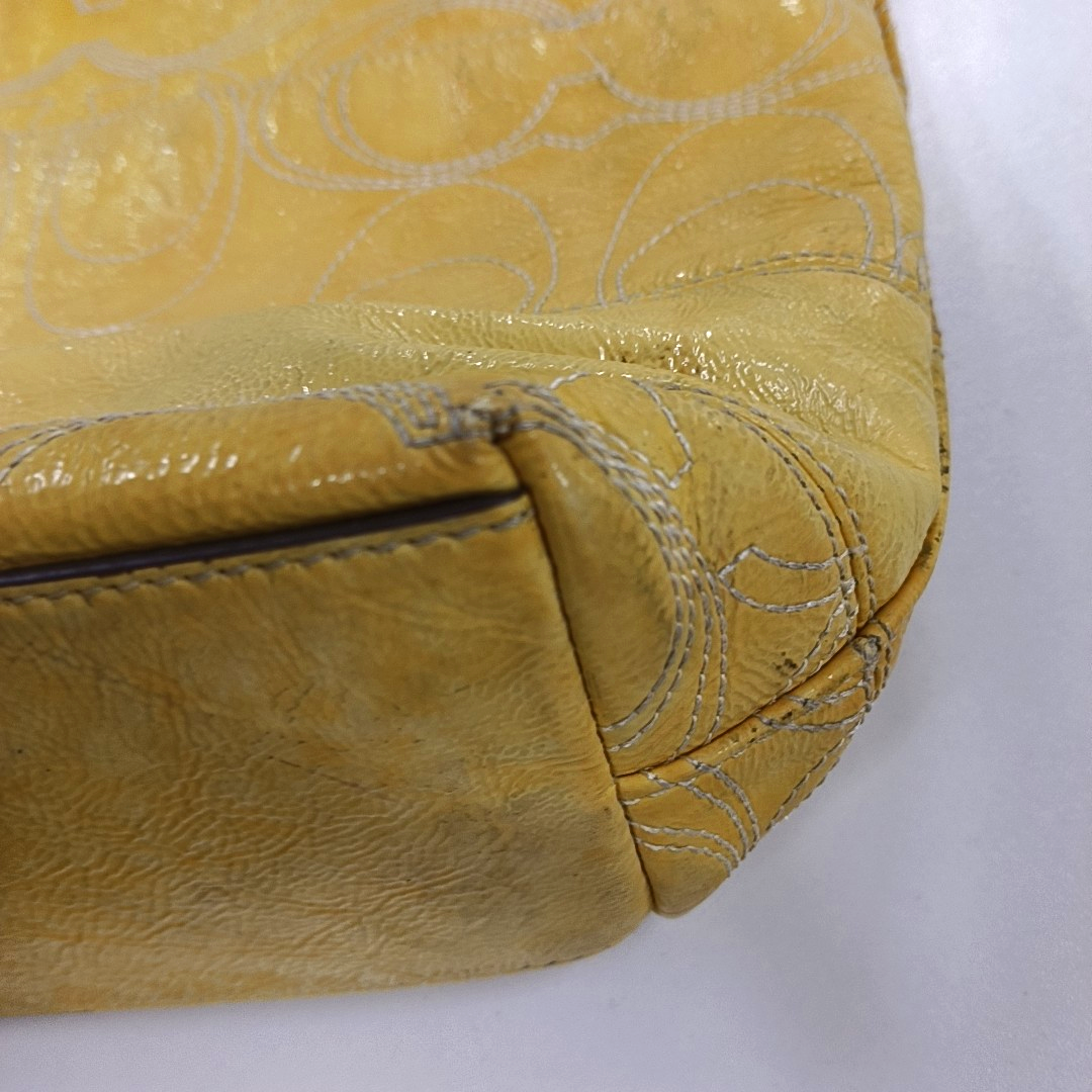 COACH Tote bag Yellow cowhide single shoulder bag Golden hardware-(SKU)-12975729