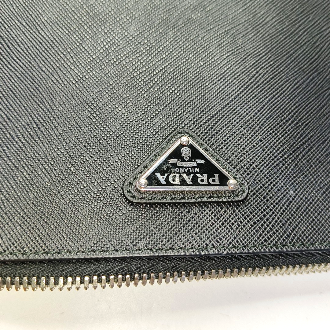 PRADA Black Cowhide Logo Monogram Handbag Silver Hardware-(SKU)-955758933