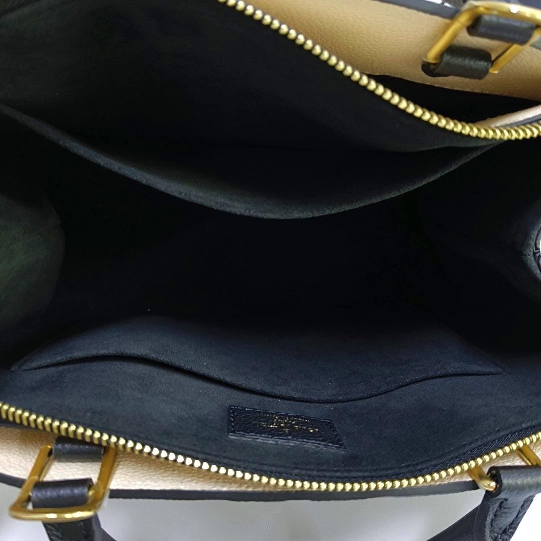 LOUIS VUITTON PALAIS Small Black Leather Monogram Embossed Crossbody Shoulder Bag Handbag Tote Bag Golden Hardware Removable Strap-(SKU)-965877183