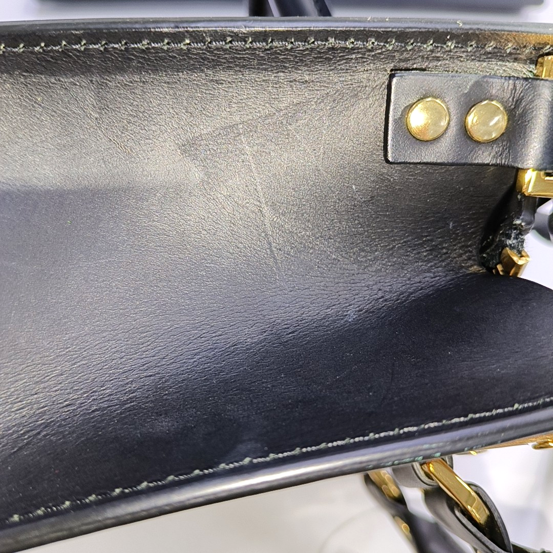 SOPHIE HULME Tote bag Black Leather Embossed Single Shoulder Bag Golden hardware Removable shoulder strap-(SKU)-939128260