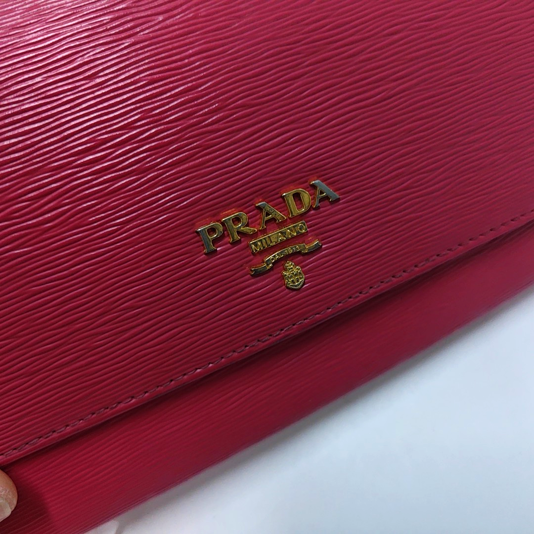 PRADA Pink Cowhide Single Shoulder Bag Crossbody Bag Golden hardware Removable shoulder strap-(SKU)-945700600