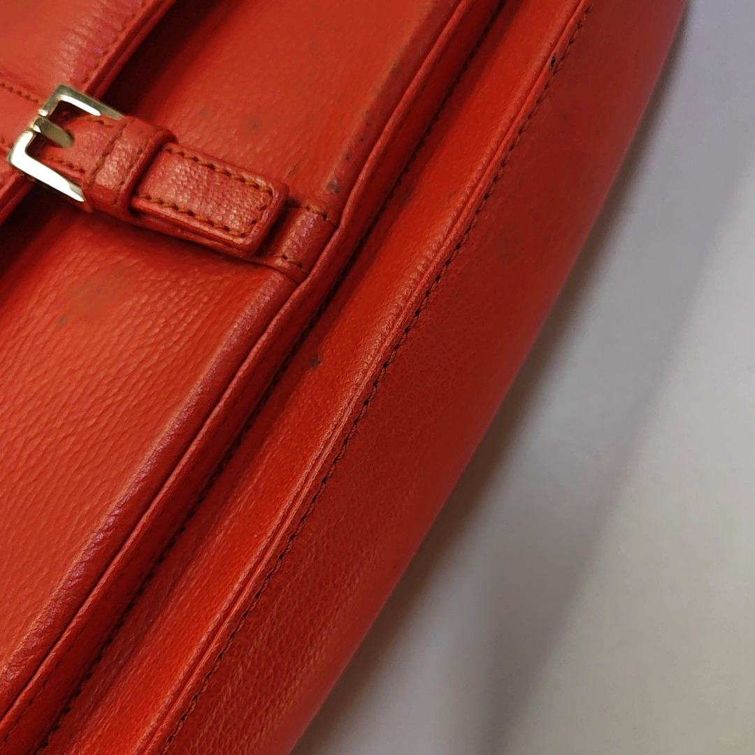 CELINE Red Calf Leather Crossbody Shoulder Bag Tote Golden hardware-(SKU)-941984200