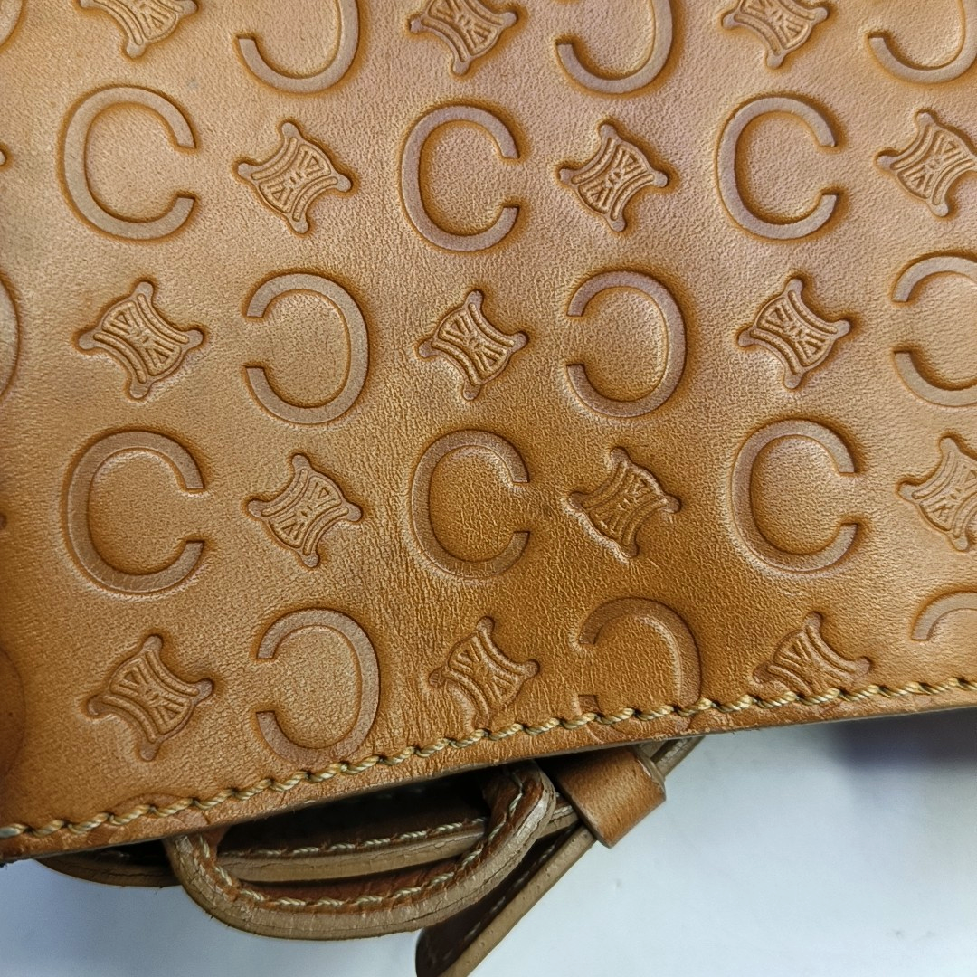 CELINE Caramel Cowhide Triumph Monogrammed Single Shoulder Bag Handbag Golden hardware-(SKU)-950054441