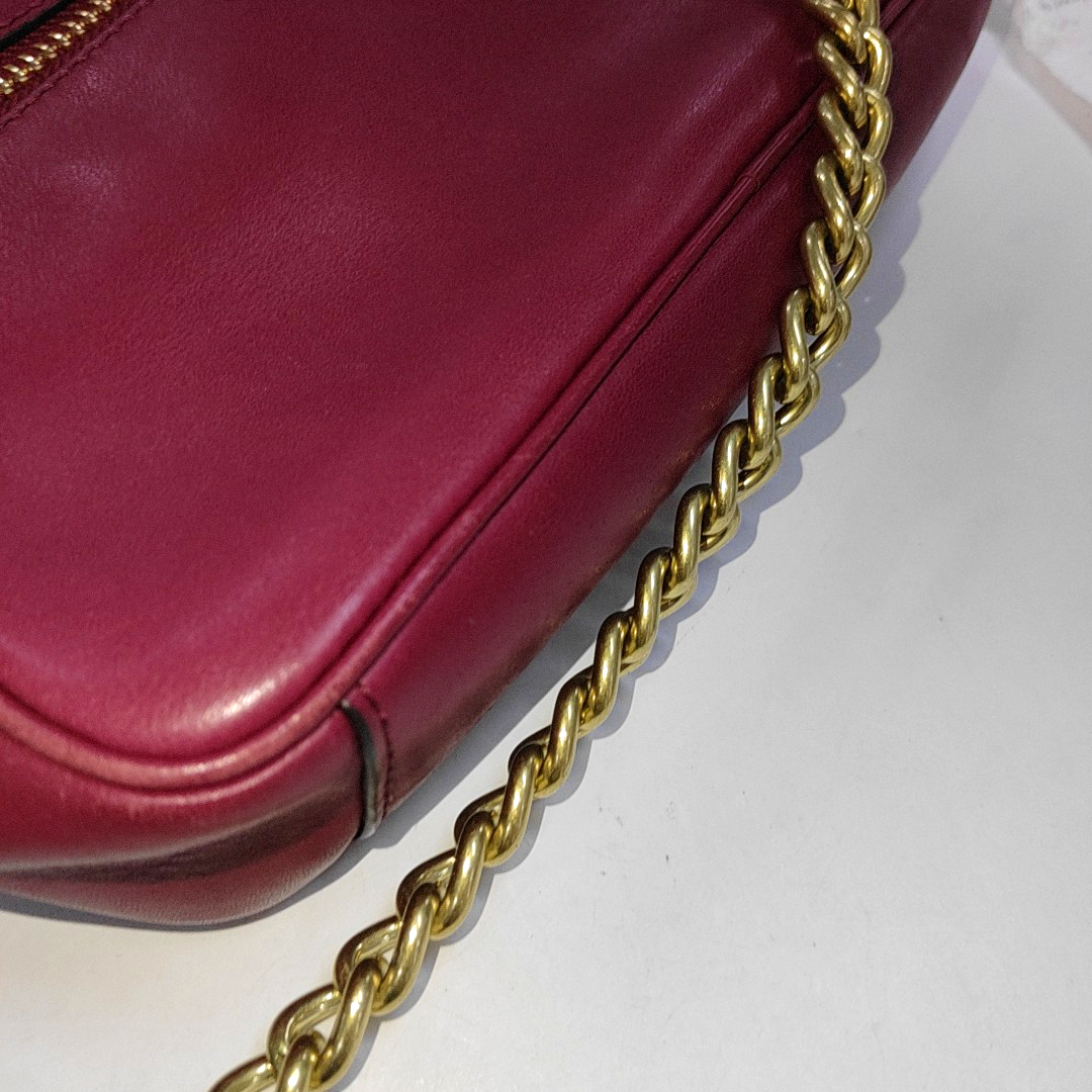 COACH Camera Bag Pink Leather Fringe Single Shoulder Crossbody Bag Golden hardware-(SKU)-14510402