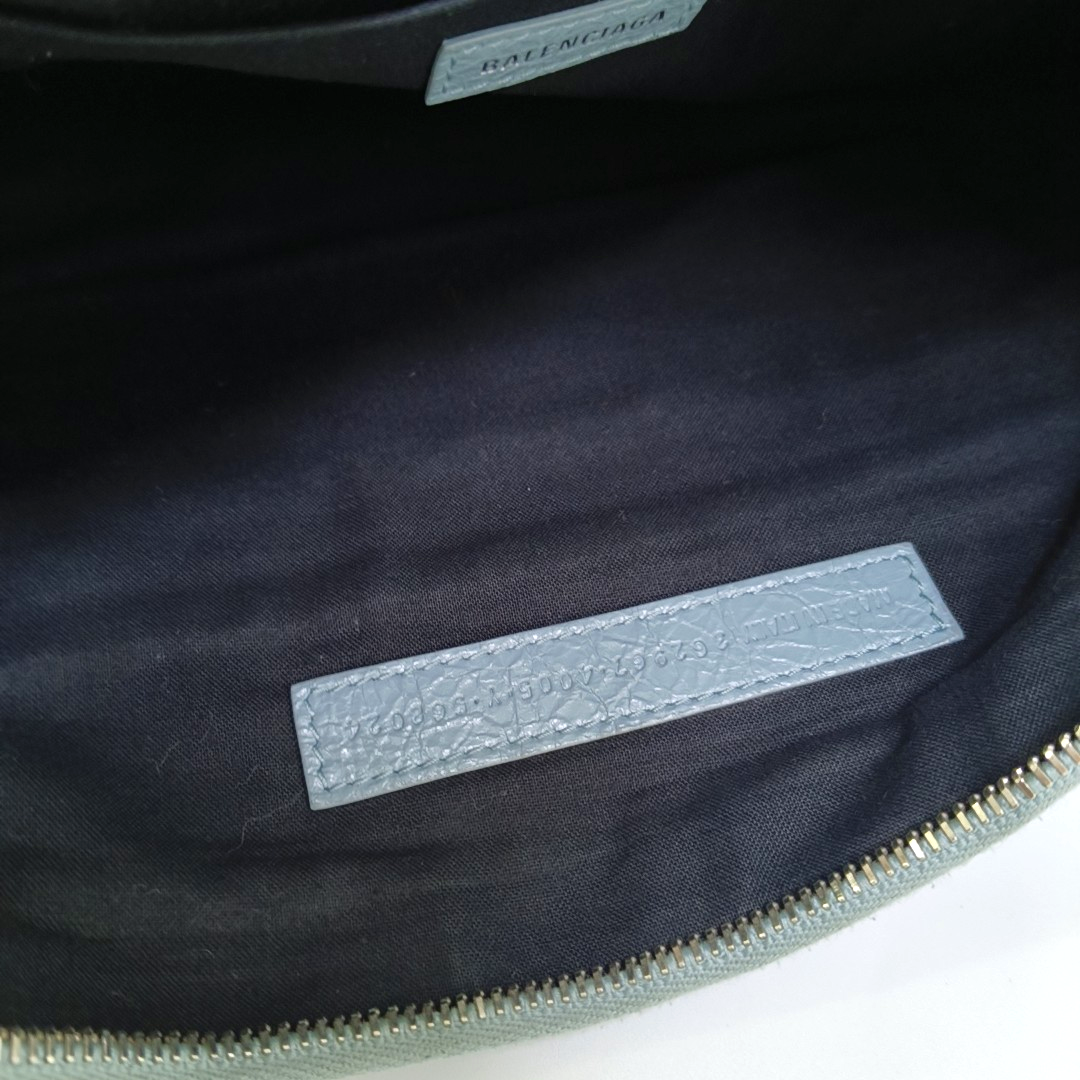 BALENCIAGA Classic City Light blue sheepskin studded biker bag, handbag Silver Hardware-(SKU)-960786182