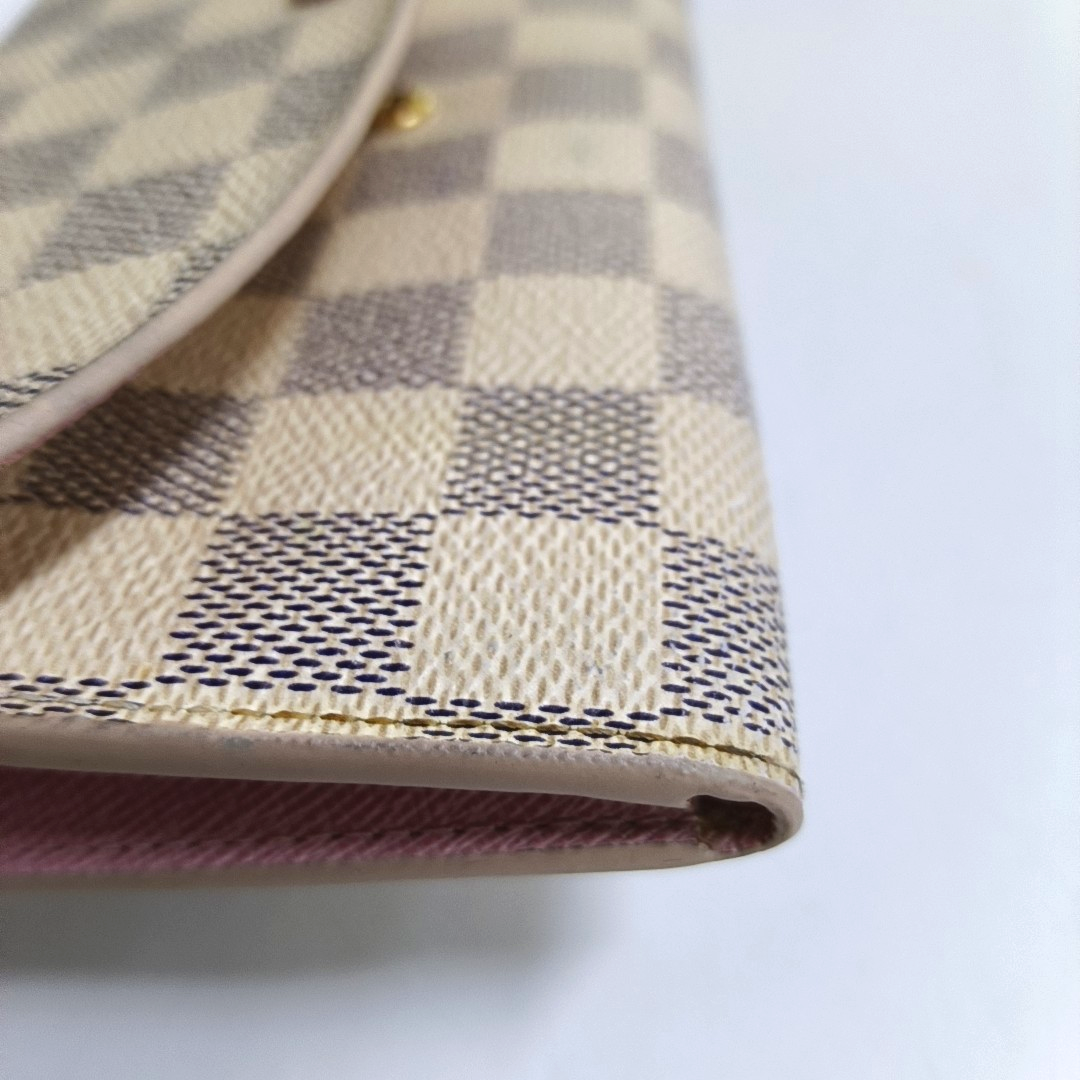 LOUIS VUITTON EMILIE White Coated Canvas Checkered Wallet Golden hardware-(SKU)-954698850