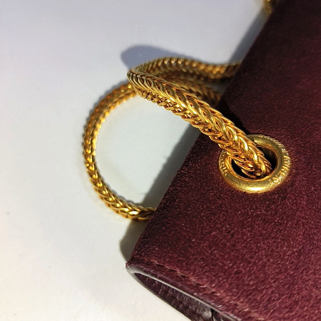 YSL VINTAGE BETTY Burgundy suede leather single shoulder bag crossbody bag Golden hardware-(SKU)-14285934
