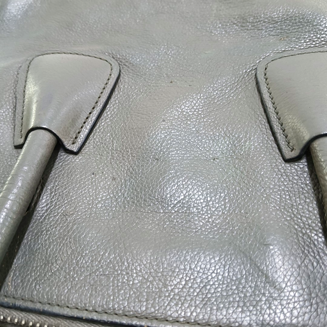 PRADA Tote bag Elephant Gray Cowhide Logo Crossbody Bag Shoulder Bag Single Shoulder Bag Silver Hardware Removable shoulder strap-(SKU)-956018921