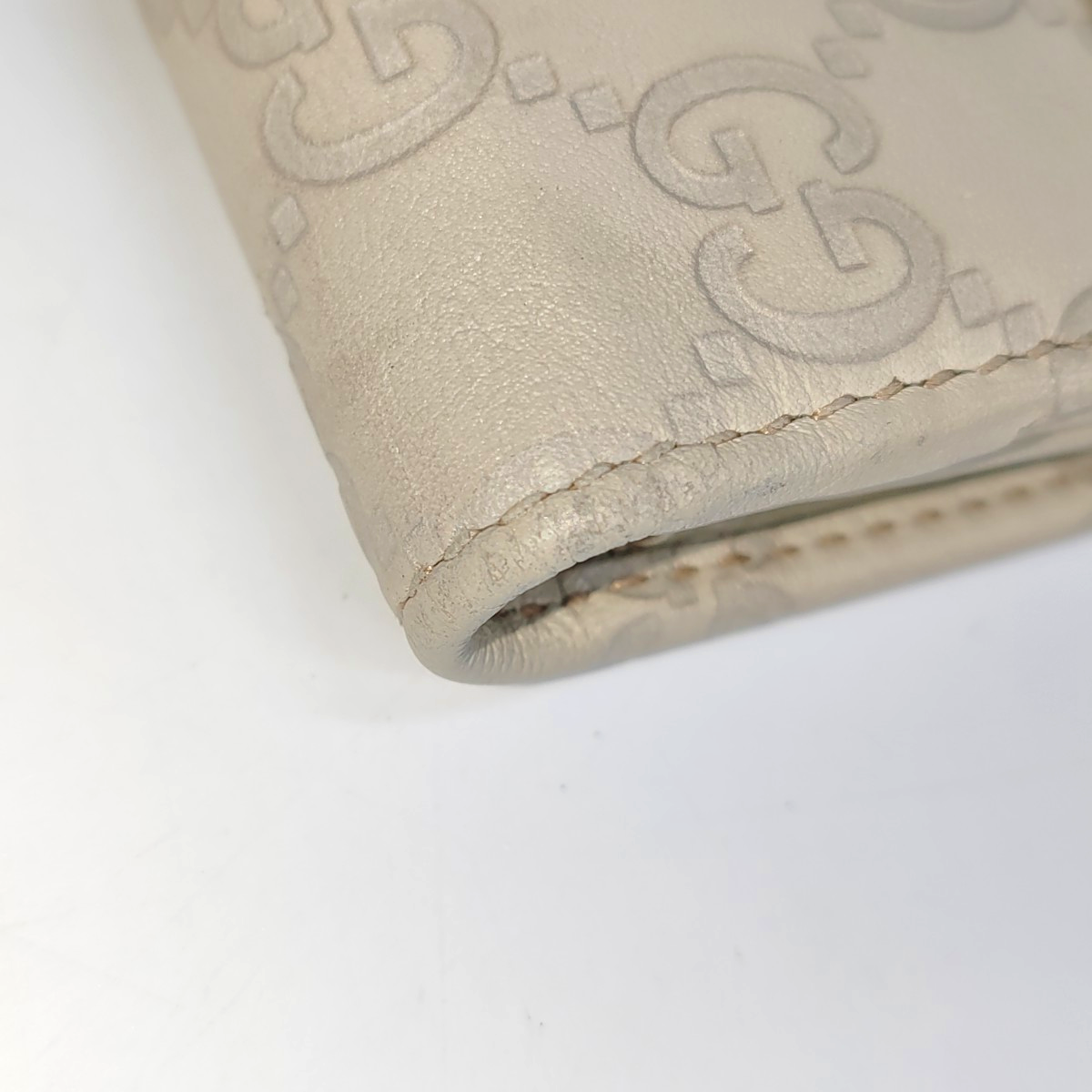 GUCCI Signature白色牛皮老花,压纹钱包-(SKU)-939007138