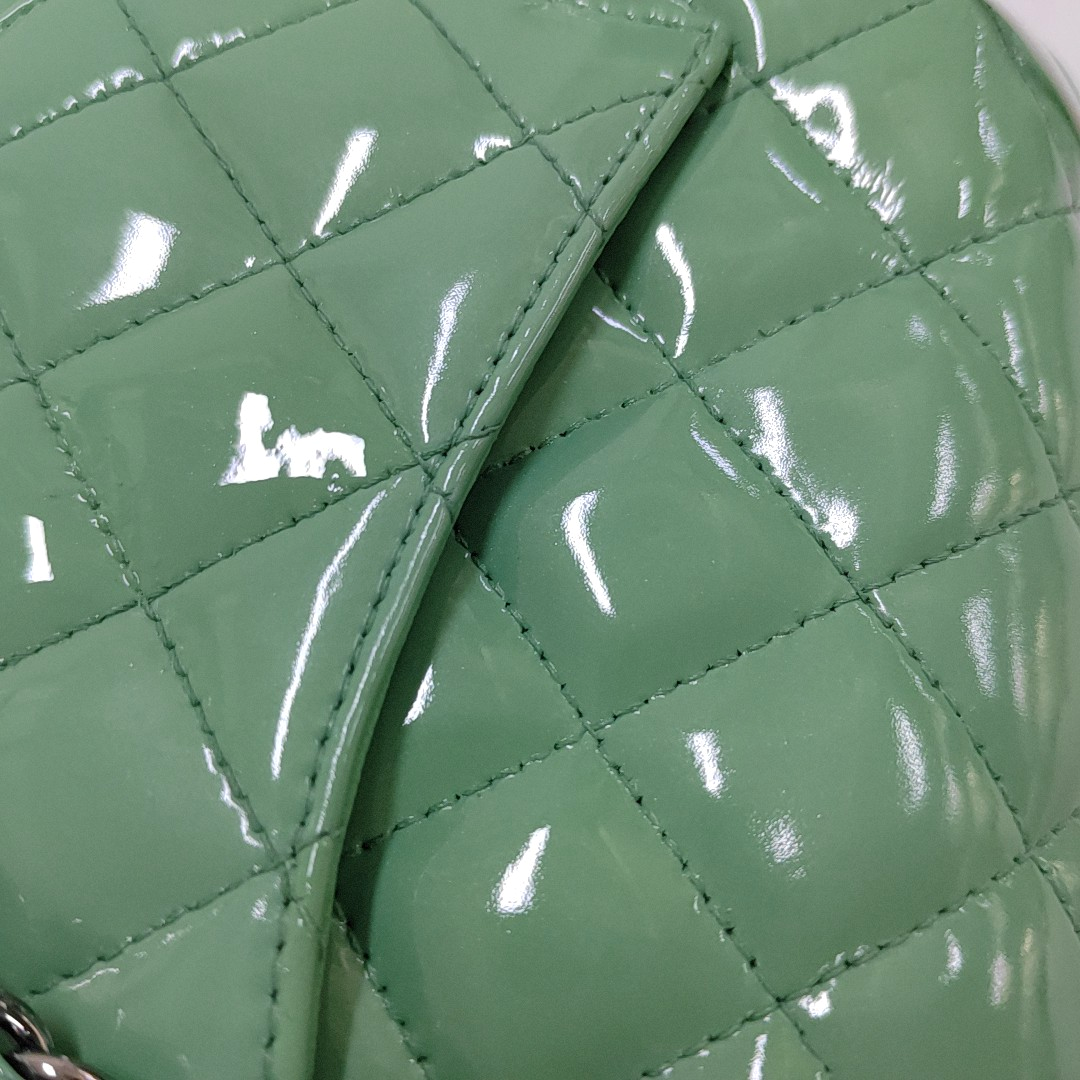 CHANEL CLASSIC FLAP Mini Green Patent Leather Diamond Quilted Square Crossbody Bag Shoulder Bag Silver Hardware 17 Opening-(SKU)-961809465